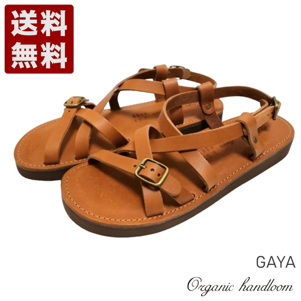 【Organic handloom GAYA ブラウン】クロスストラップサンダル